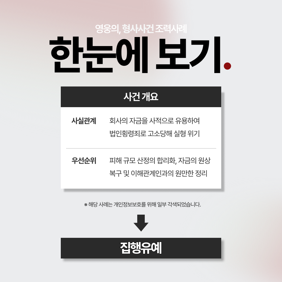 법인횡령죄, 대표이사 횡령이었으나 집행유예 선처받은 사례