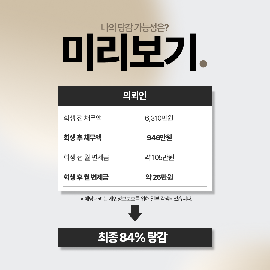 부산회생법원 84% 탕감 사례 요약